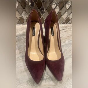 Nine West Purple Suede Heels Classic Pointed Toe